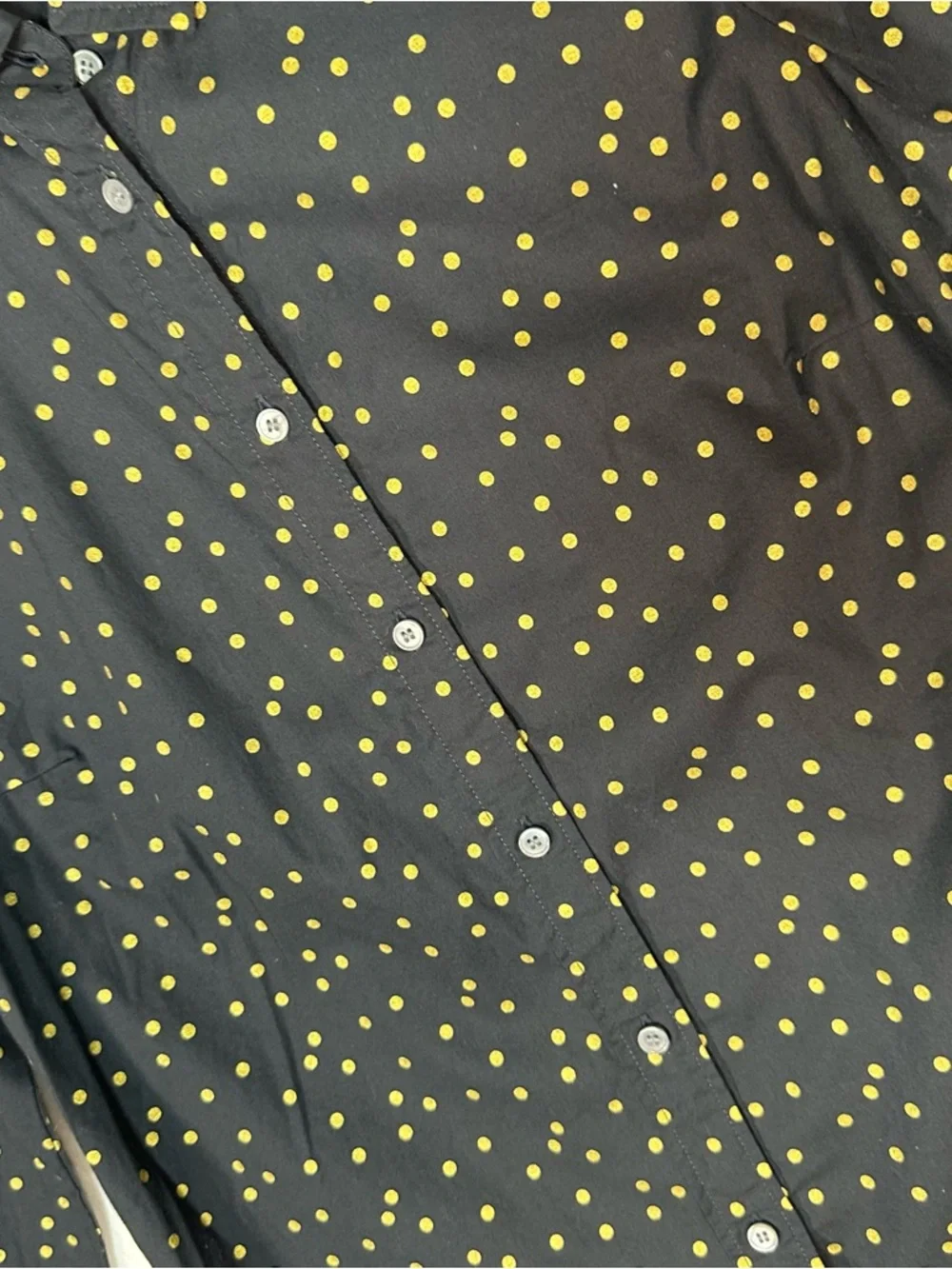 J.Crew Perfect Shirt Women’s 2 Black Gold Foil Polka Dot Cotton Blouse Metallic‎